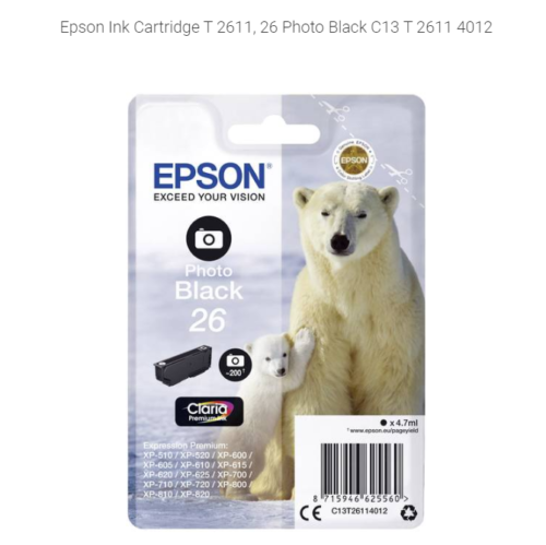 Cartouche T26 noire photo ours blanc