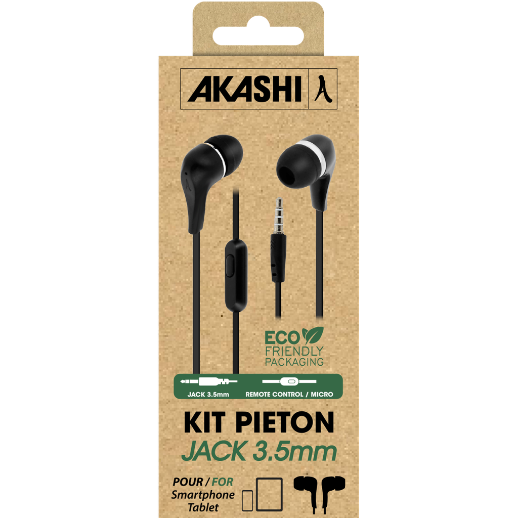 kit pieton intra auriculaire+ micro noir