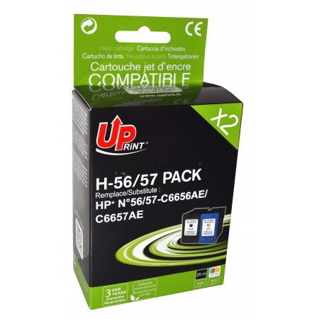 [UPH5657] PACK 2 CARTOUCHES COMPATIBLES AVEC HP N°56 / N°57 